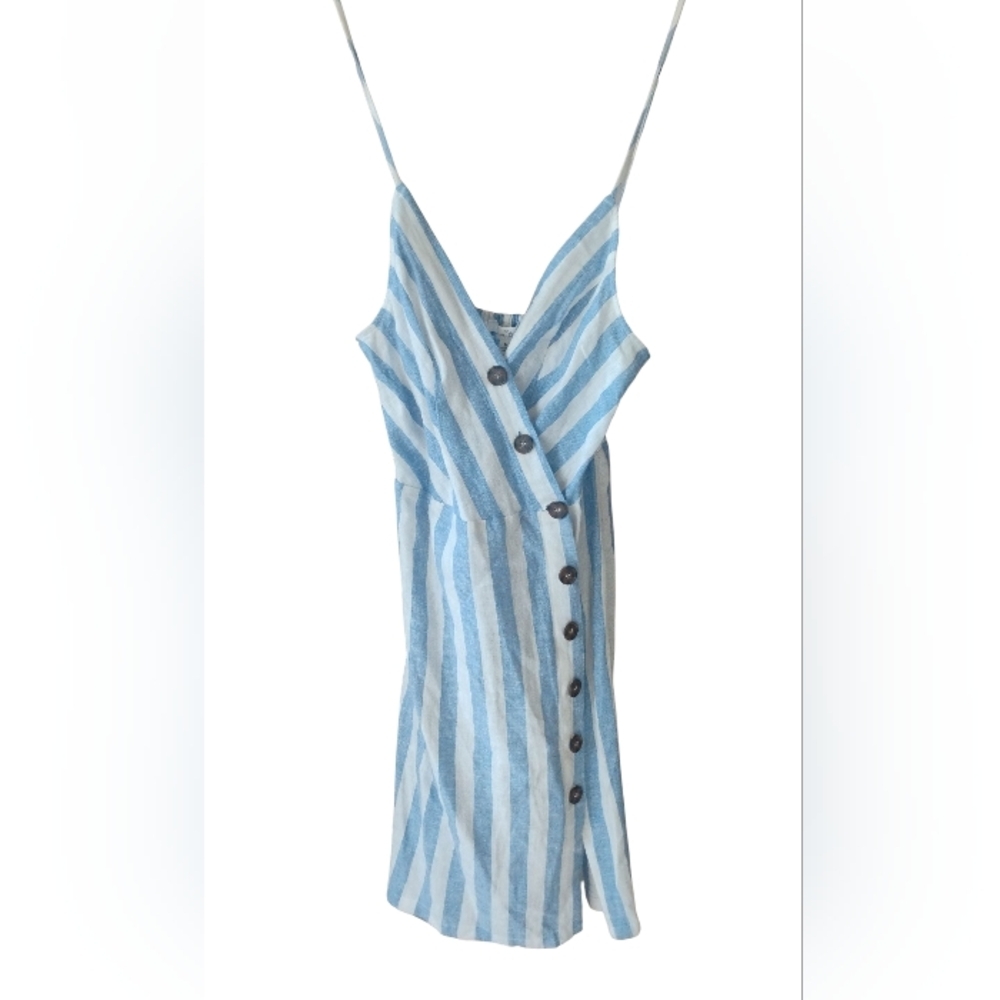 Love Tree Women's Striped Linen Blend Dress Size M NWT - Picture 2 of 6